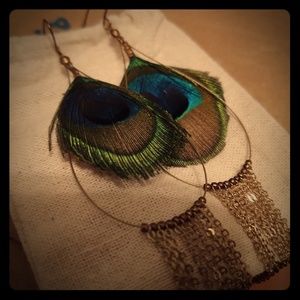 Peacock feathers earrings